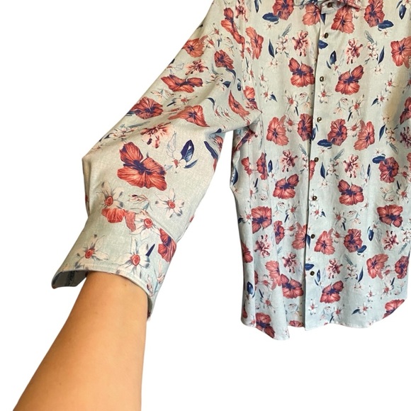 Emanuel Berg Modern Fit-17in neck-Size L/XL-Floral Print-Made in Poland - Picture 2 of 12